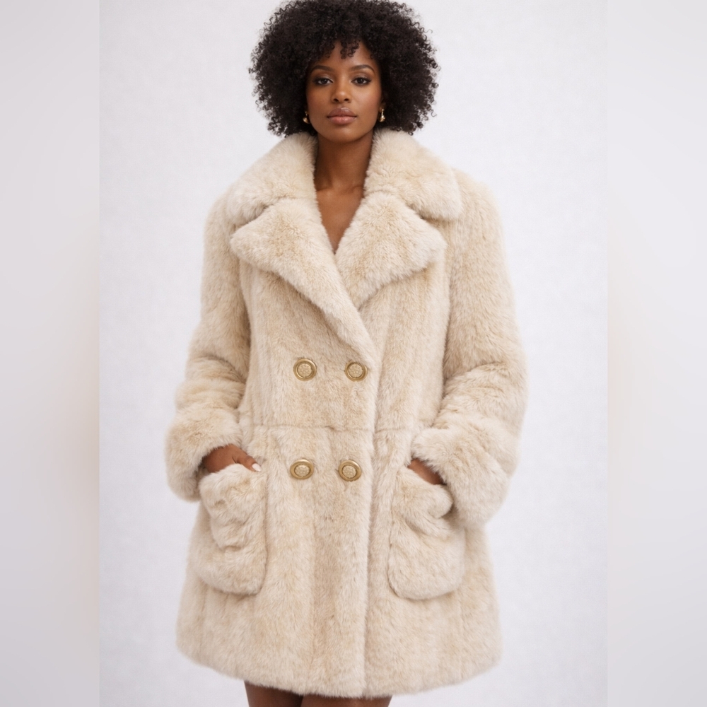 White Mink Coat Jacket Made in Italy 🇮🇹 Size L (12-14) Cream Off Whitec